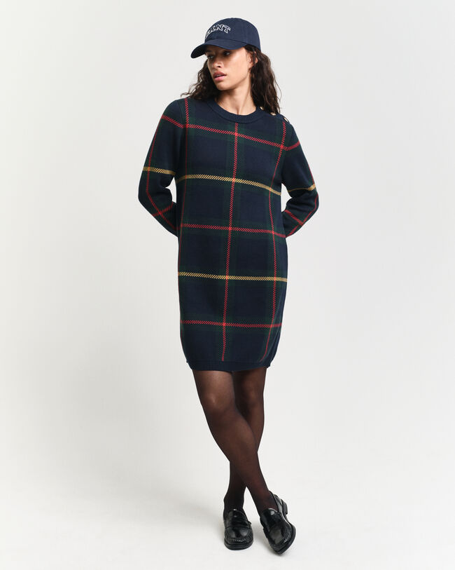 Abito girocollo a quadri