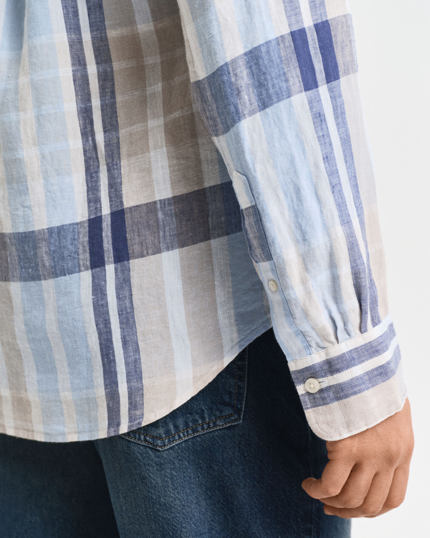 Camicia di lino a quadri madras regular fit