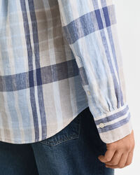 Camicia di lino a quadri madras regular fit