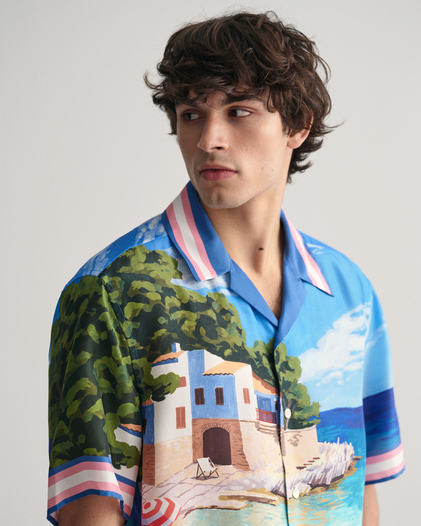 Camicia di seta con stampa Scenery relaxed fit