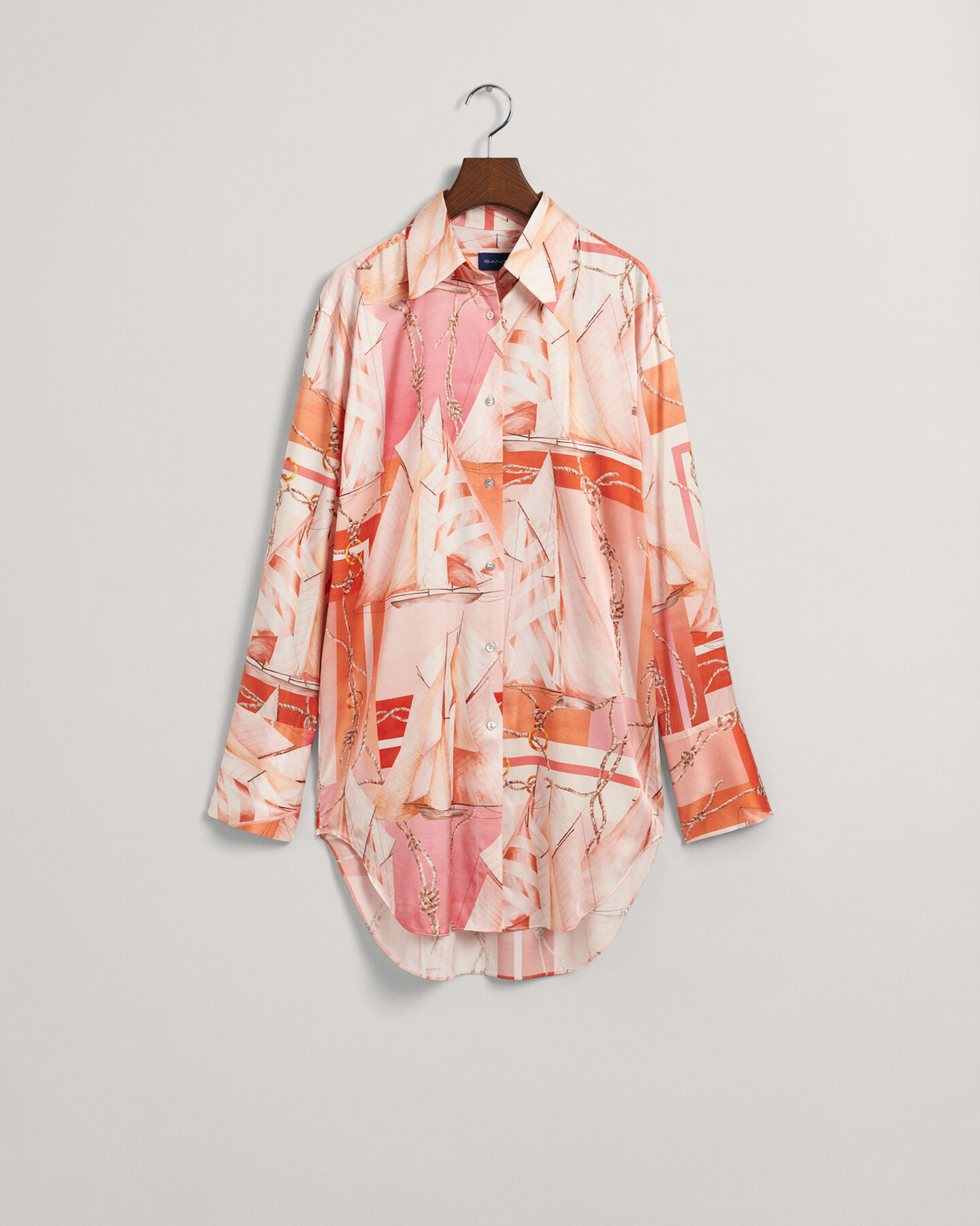 Camicia di seta con stampa Sailing relaxed fit