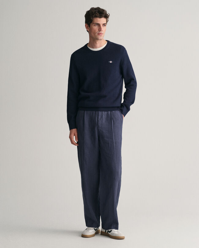 Maglia girocollo in cotone strutturata