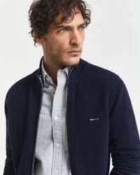 Cardigan con zip in piqué di cotone