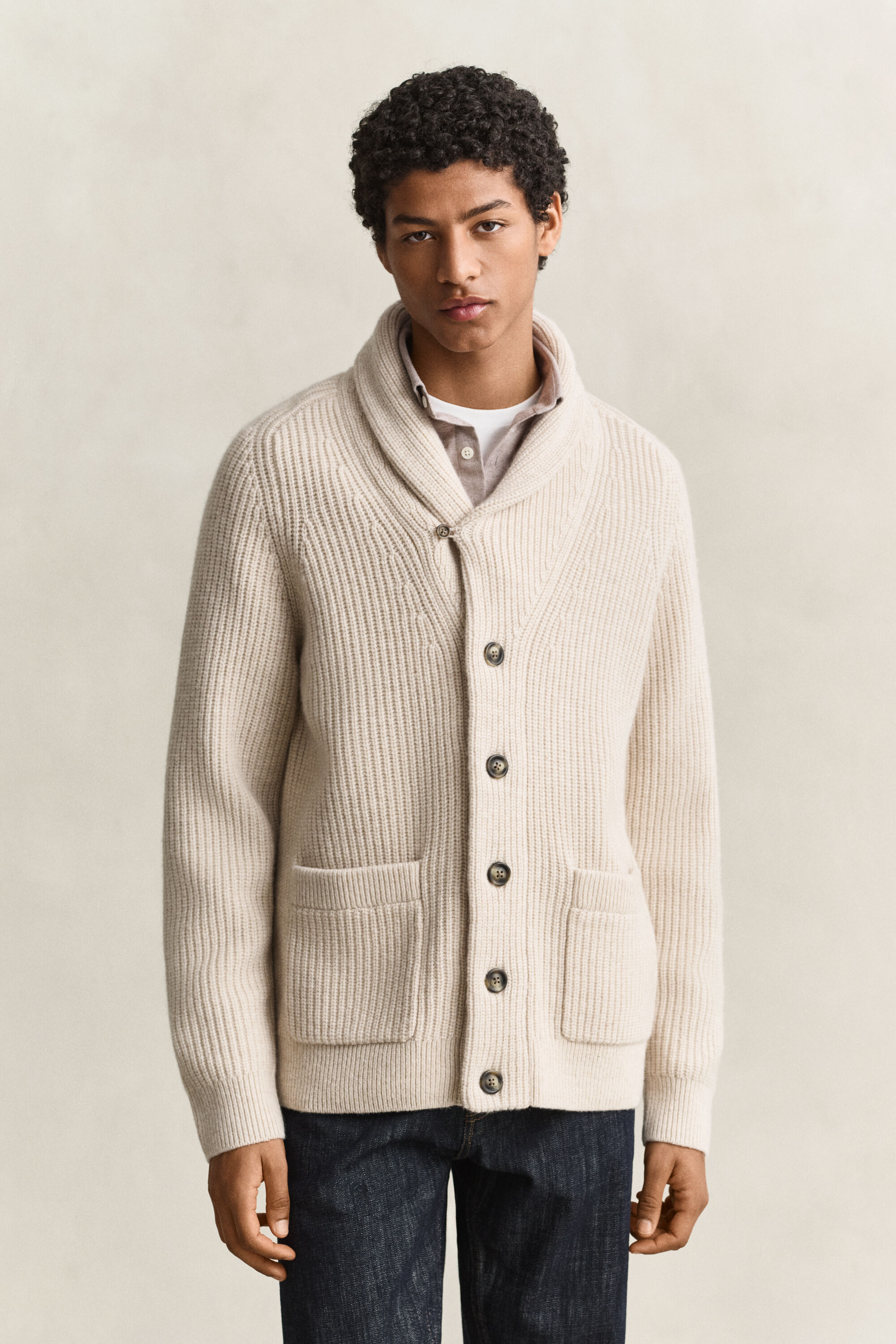Cardigan in misto lana a coste