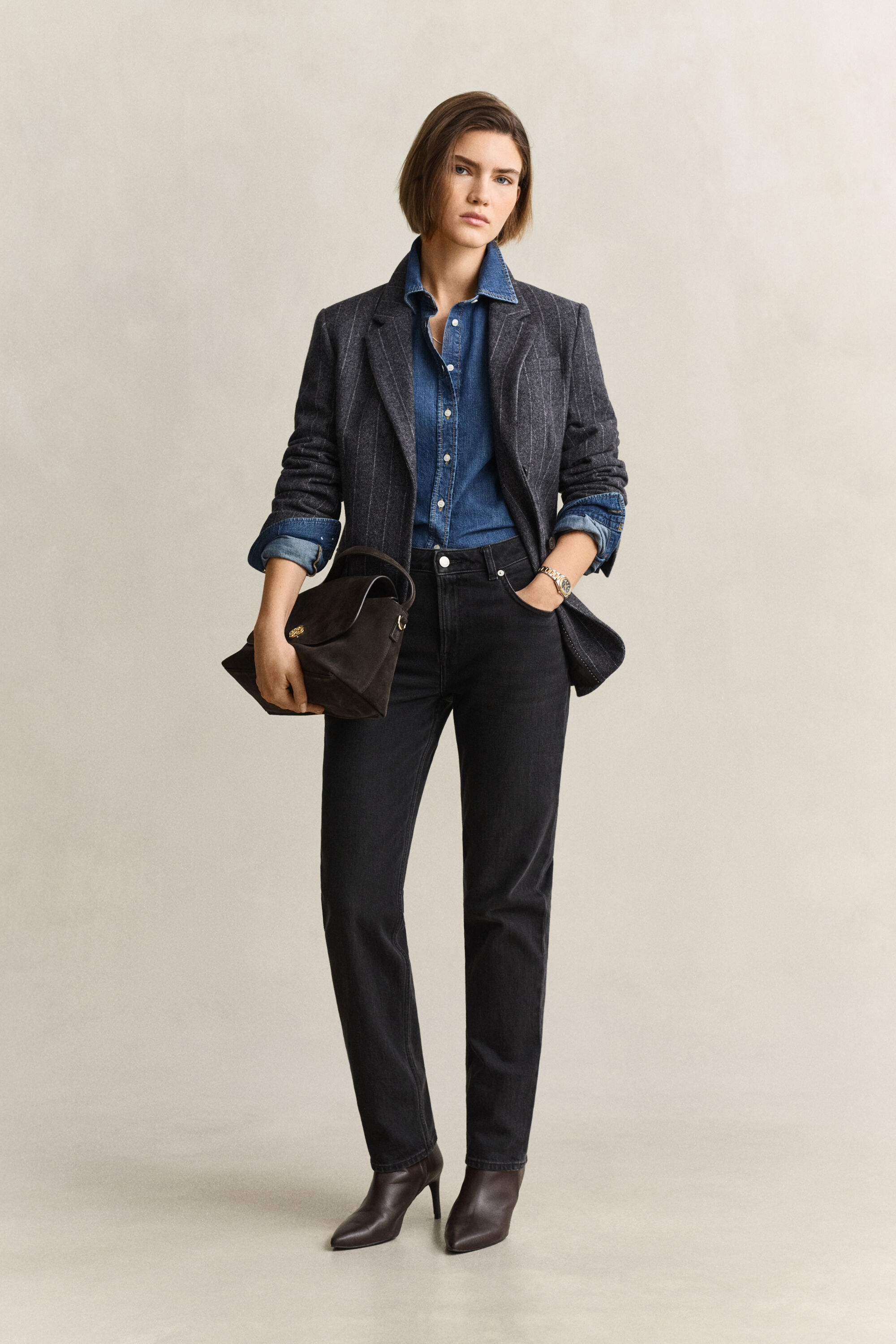 Blazer a clessidra gessato