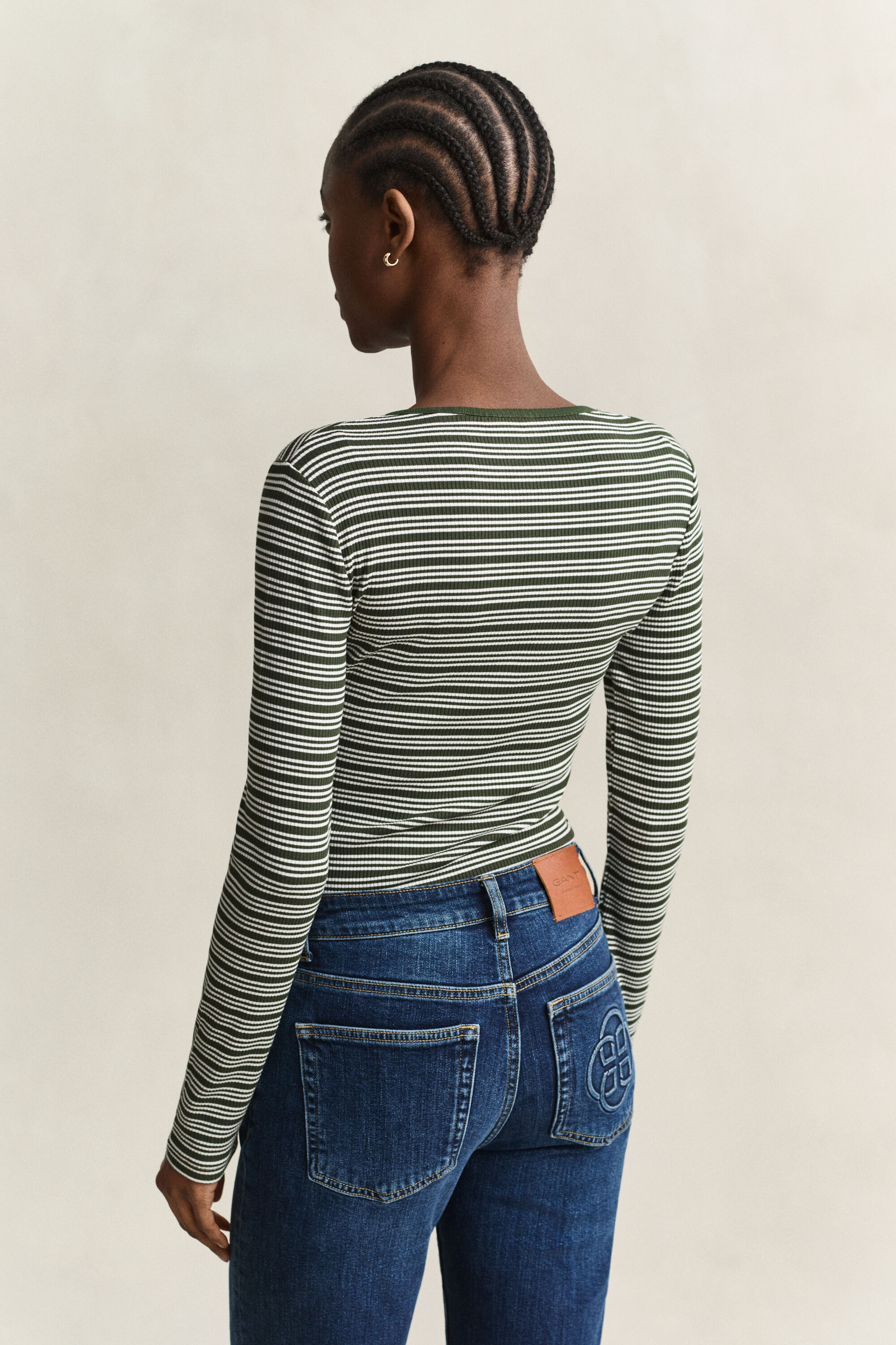 Maglia Henley a coste a maniche lunghe