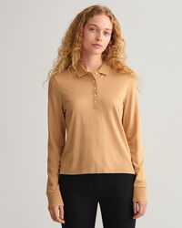 Polo Detail Collar in piqu&eacute; a maniche lunghe