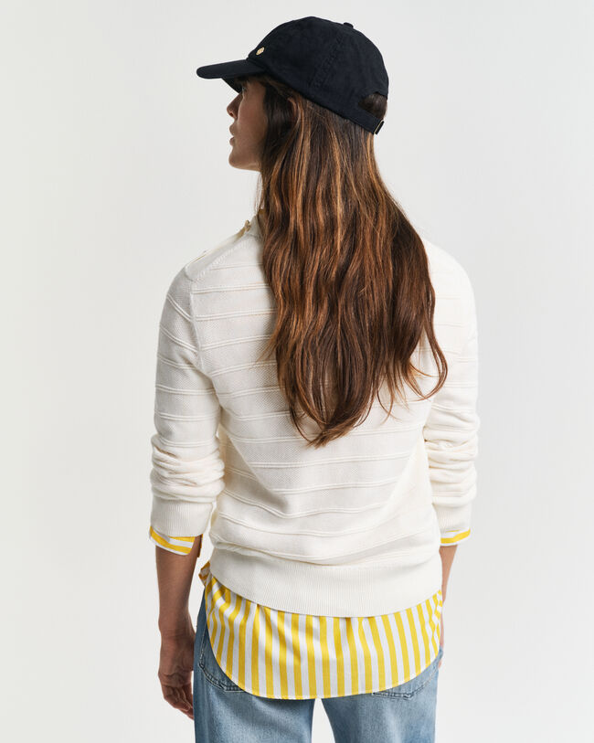 Maglia girocollo in cotone testurizzato