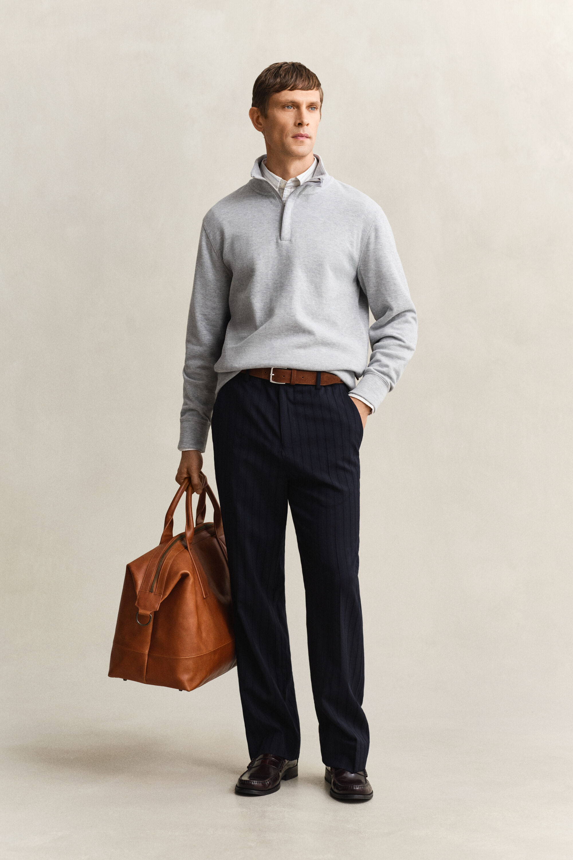 Felpa Sacker Rib con zip corta