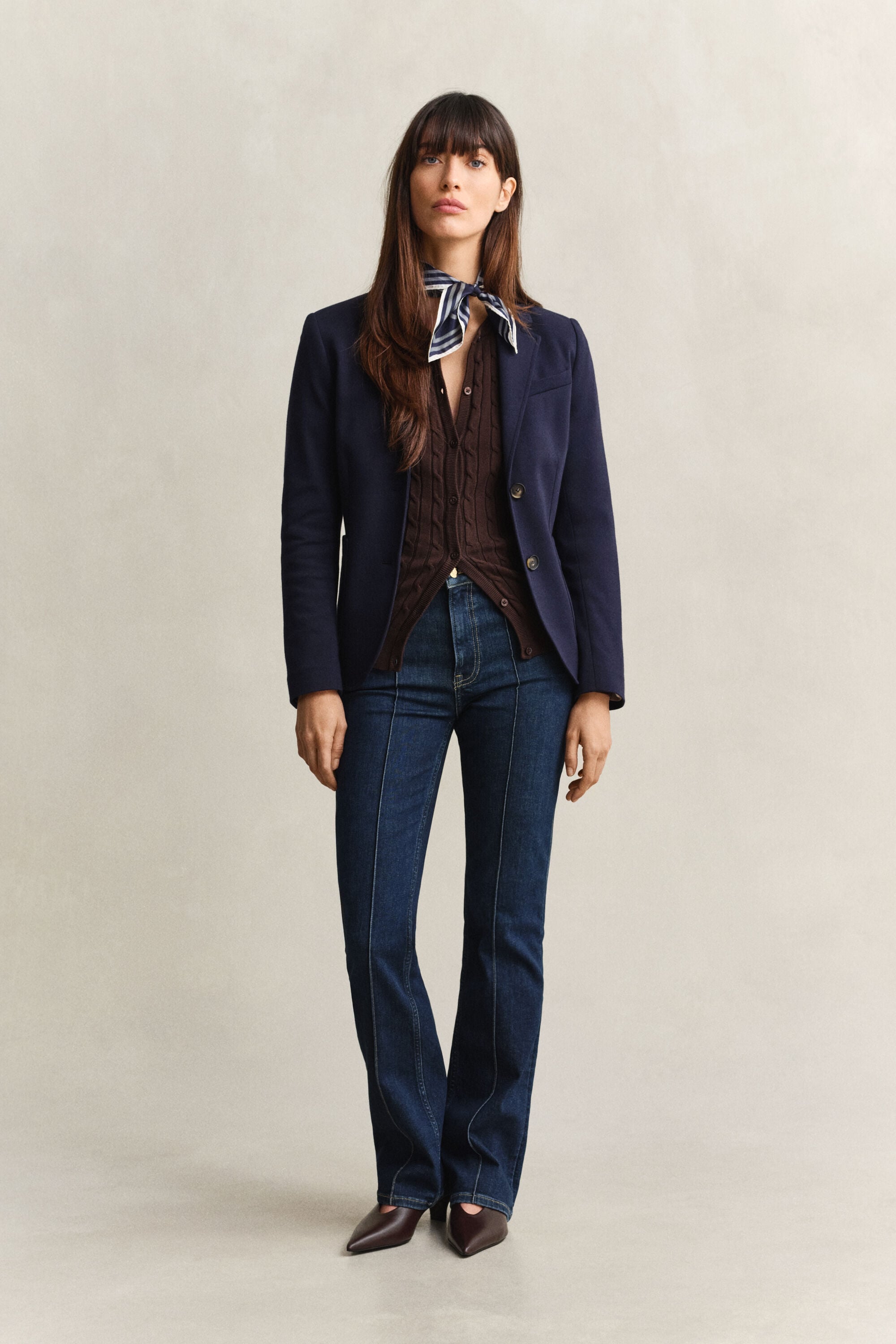 Cardigan in maglia di cotone elasticizzato a trecce