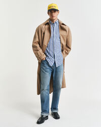 Camicia in misto cotone-lino a righe regular fit