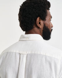 Camicia a maniche corte in misto cotone-lino regular fit