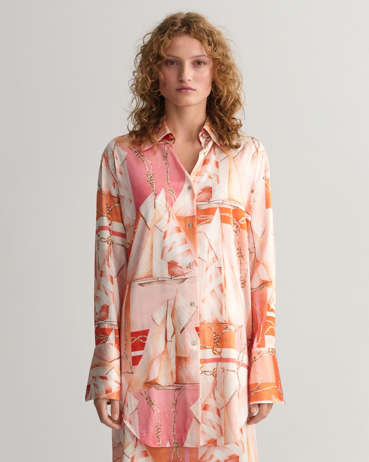 Camicia di seta con stampa Sailing relaxed fit