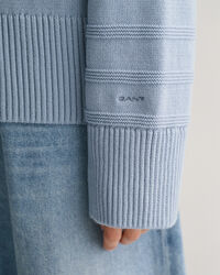 Maglia girocollo in cotone a righe tono su tono