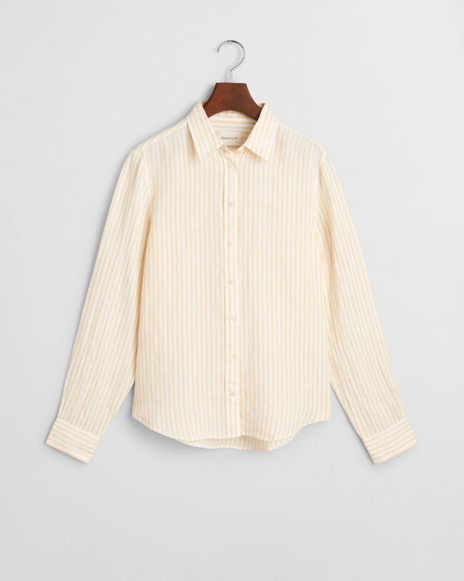 Camicia di lino a righe regular fit