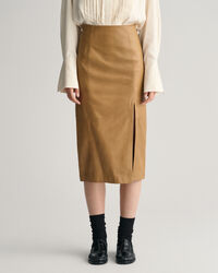 Gonna longuette in pelle