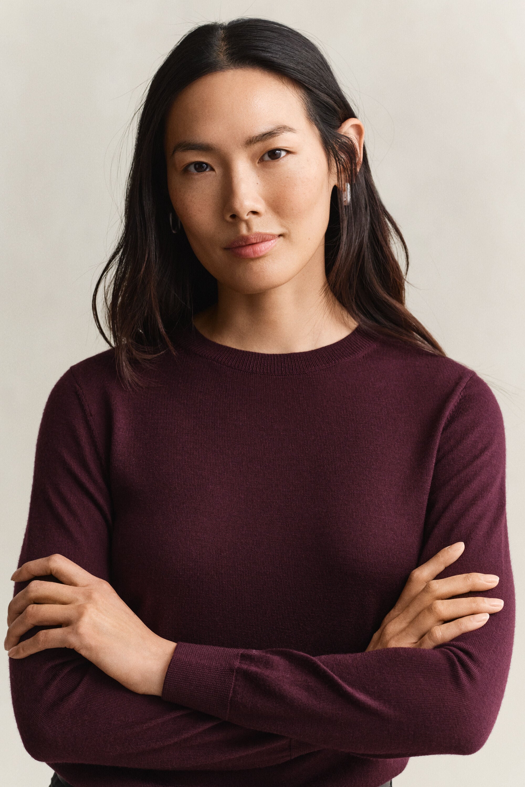 Maglia girocollo in finissima lana merino