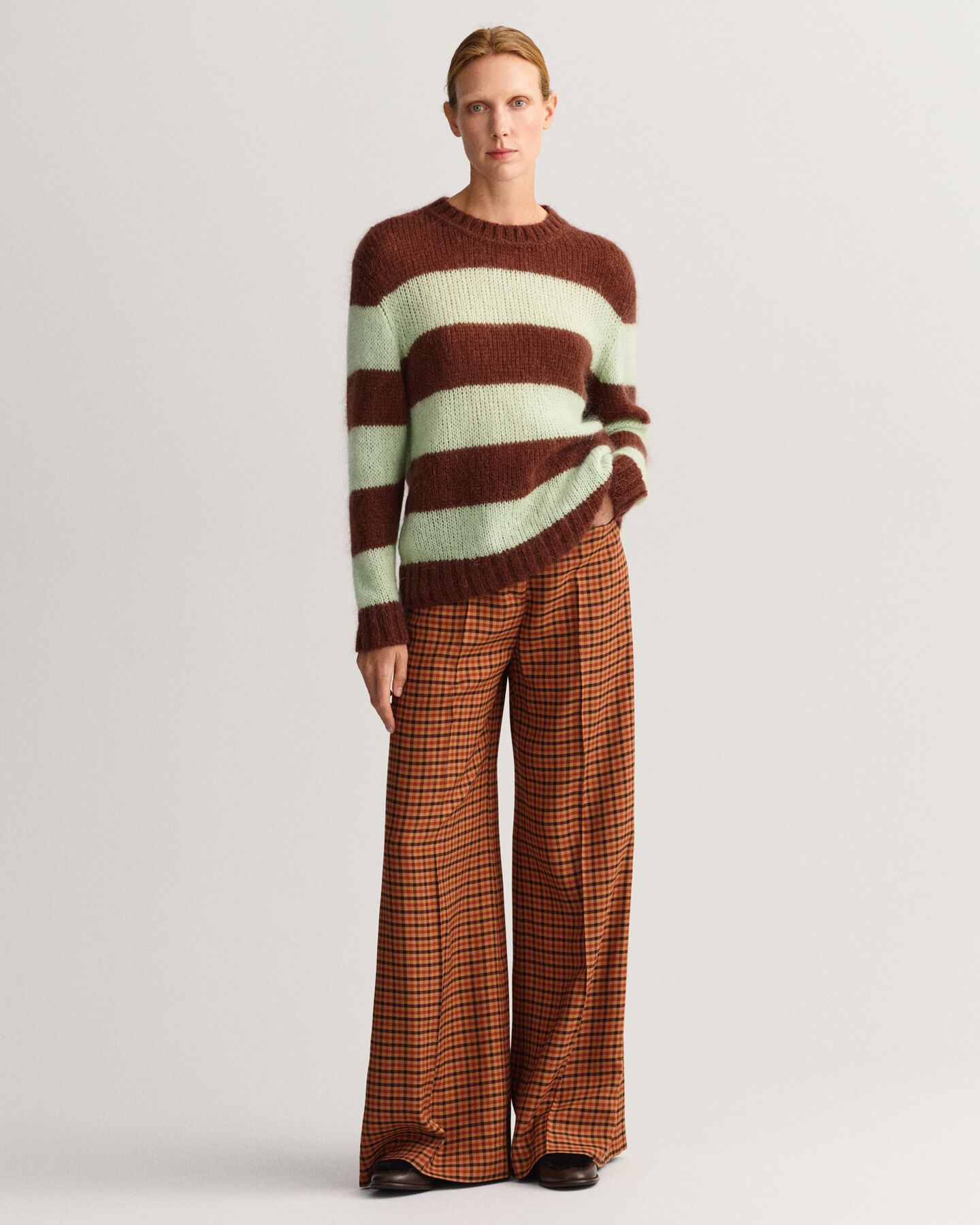 Maglia girocollo in mohair a righe