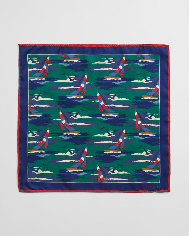 Fazzoletto da taschino in seta con stampa Sailing