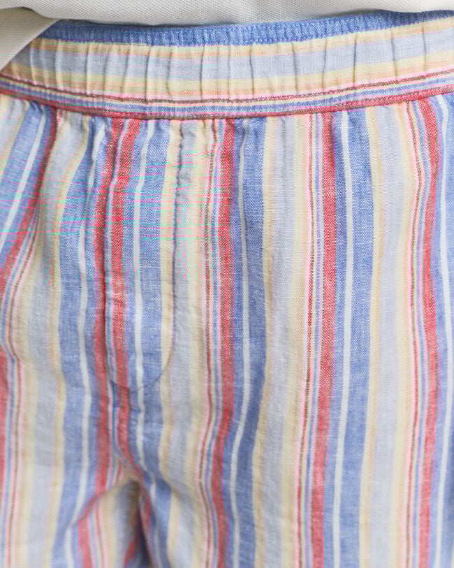 Pantaloncini di lino a righe multicolore regular fit