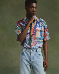 Camicia in seta con stampa relaxed fit