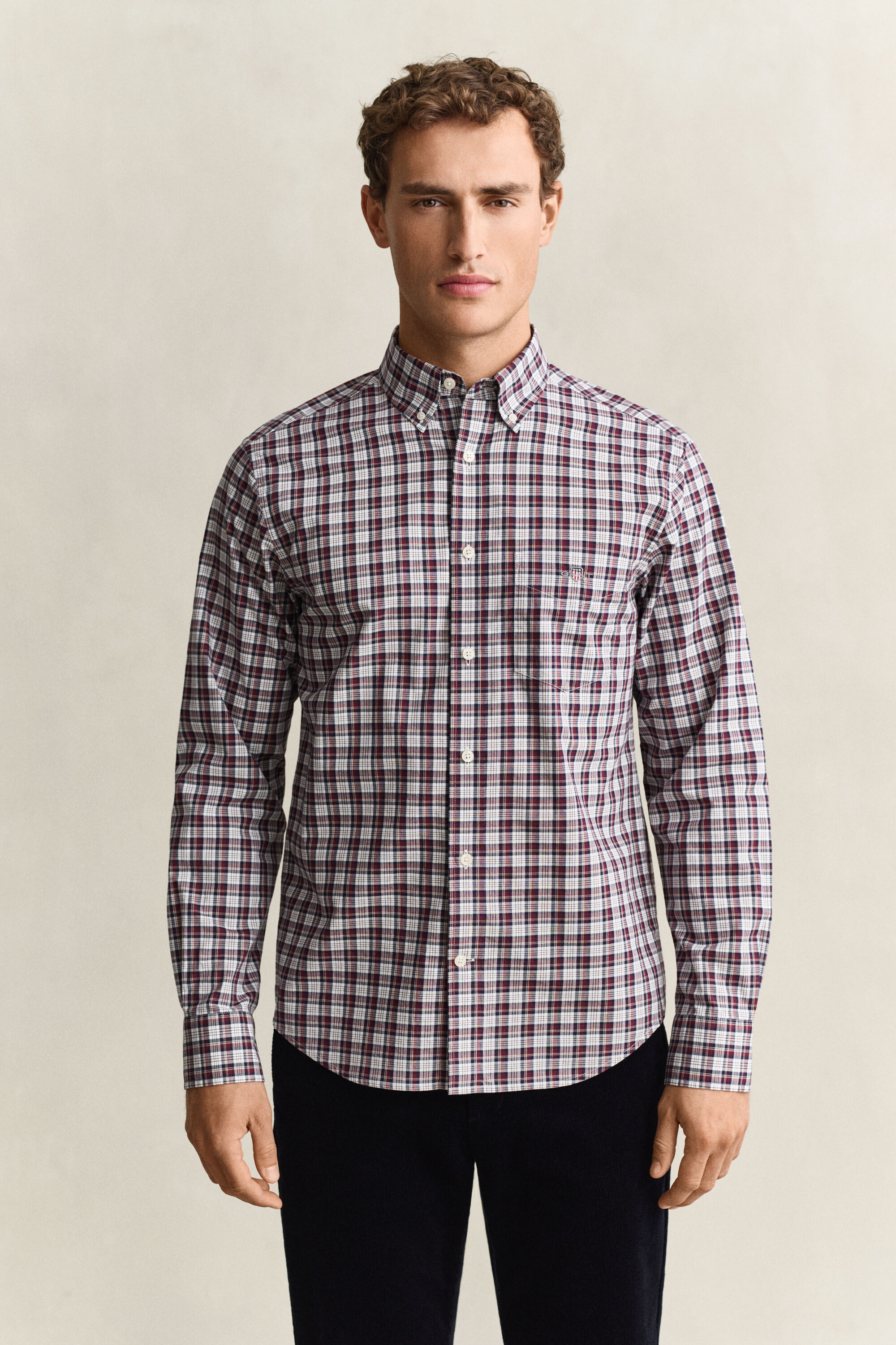 Camicia a quadri in popeline