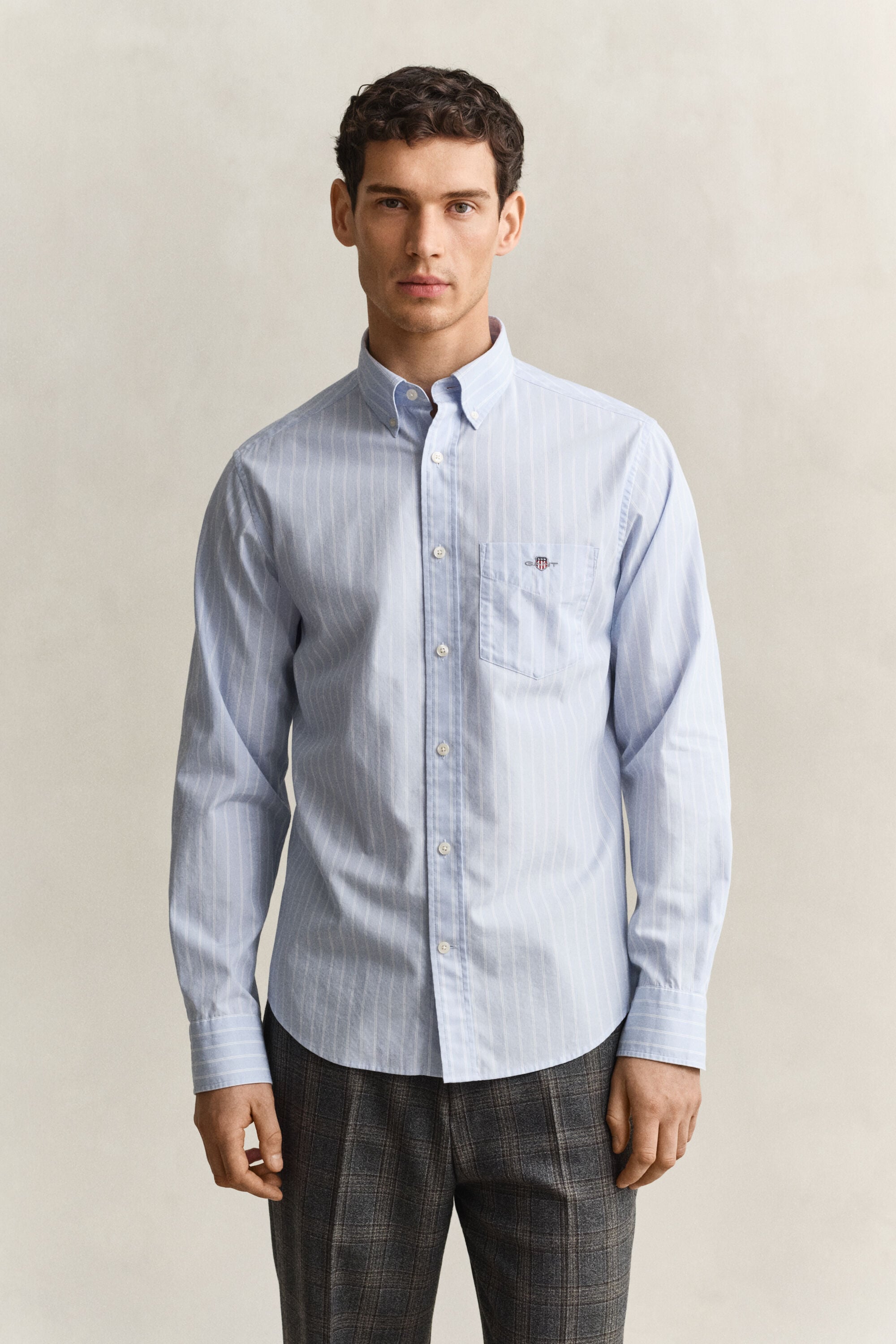 Camicia classica in popeline a righe