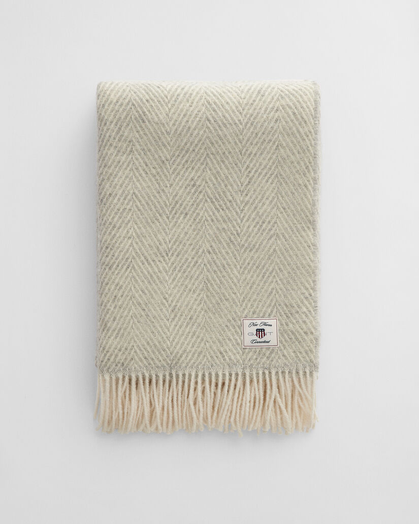 Coperta in lana con motivo a spina di pesce