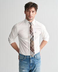Camicia Oxford in popeline elasticizzato slim fit