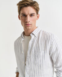 Camicia di lino a righe regular fit