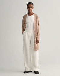 Cardigan con profondo scollo a V in misto lino