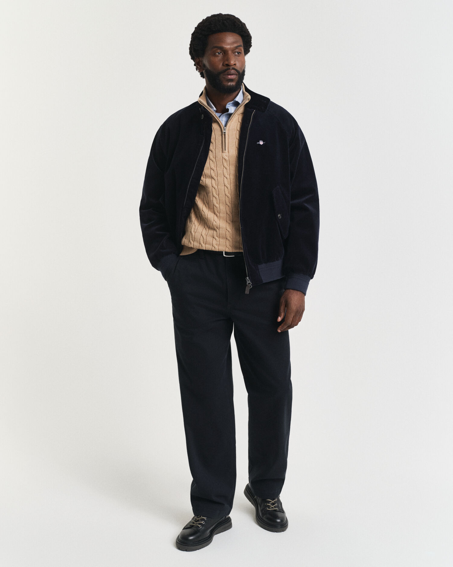 Maglia con zip corta in cotone a trecce