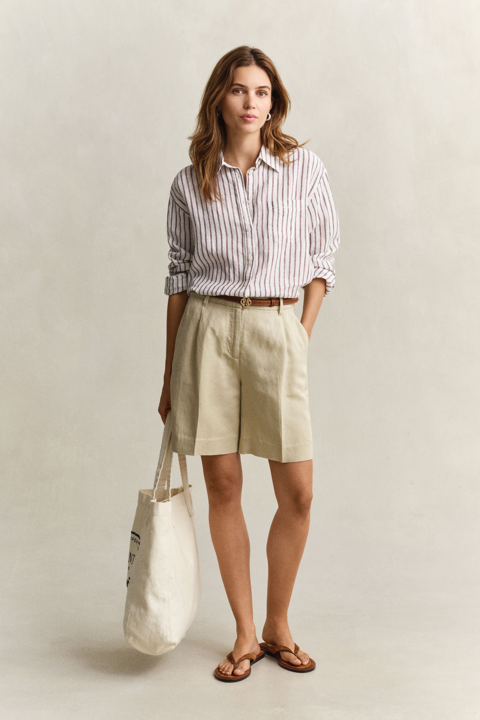 Camicia di lino a righe relaxed fit