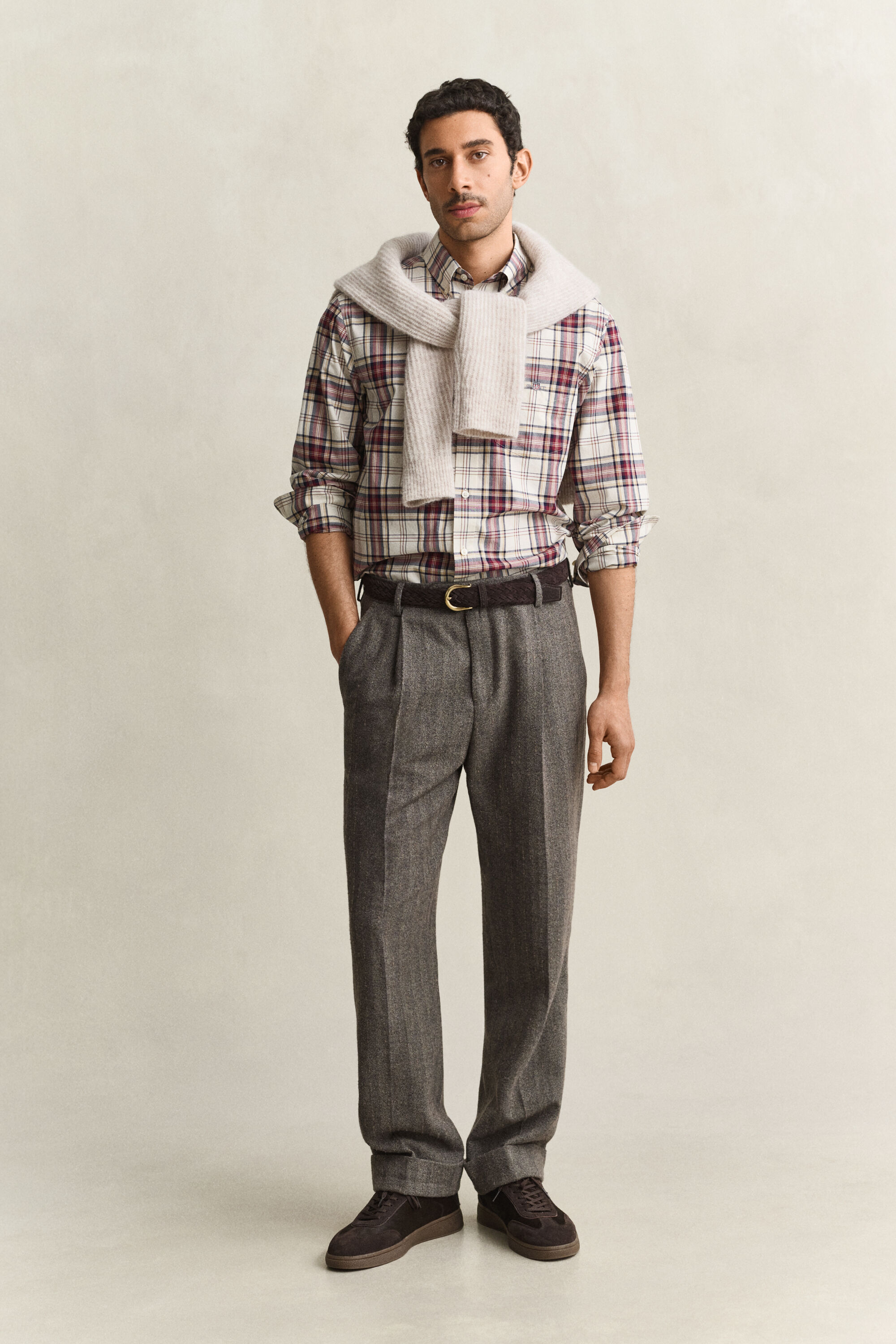 Camicia a quadri in popeline