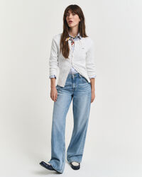 Cardigan in maglia di cotone elasticizzato a trecce