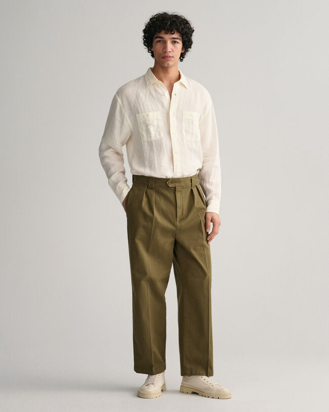 Pantaloni chino in twill con pinces