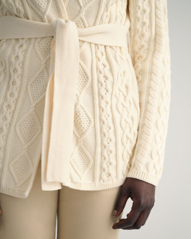 Cardigan a portafoglio a trecce