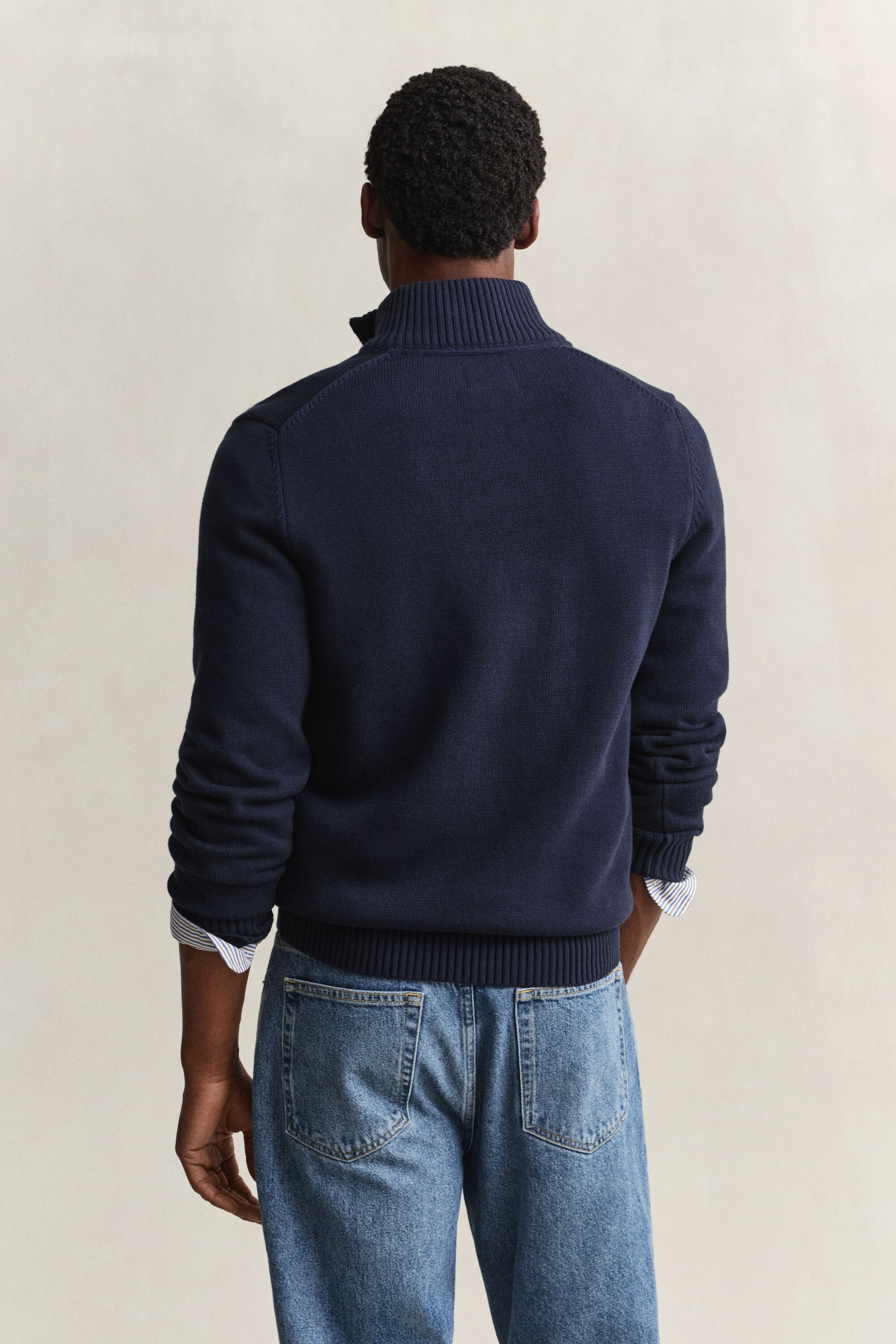 Maglia in cotone casual con zip corta