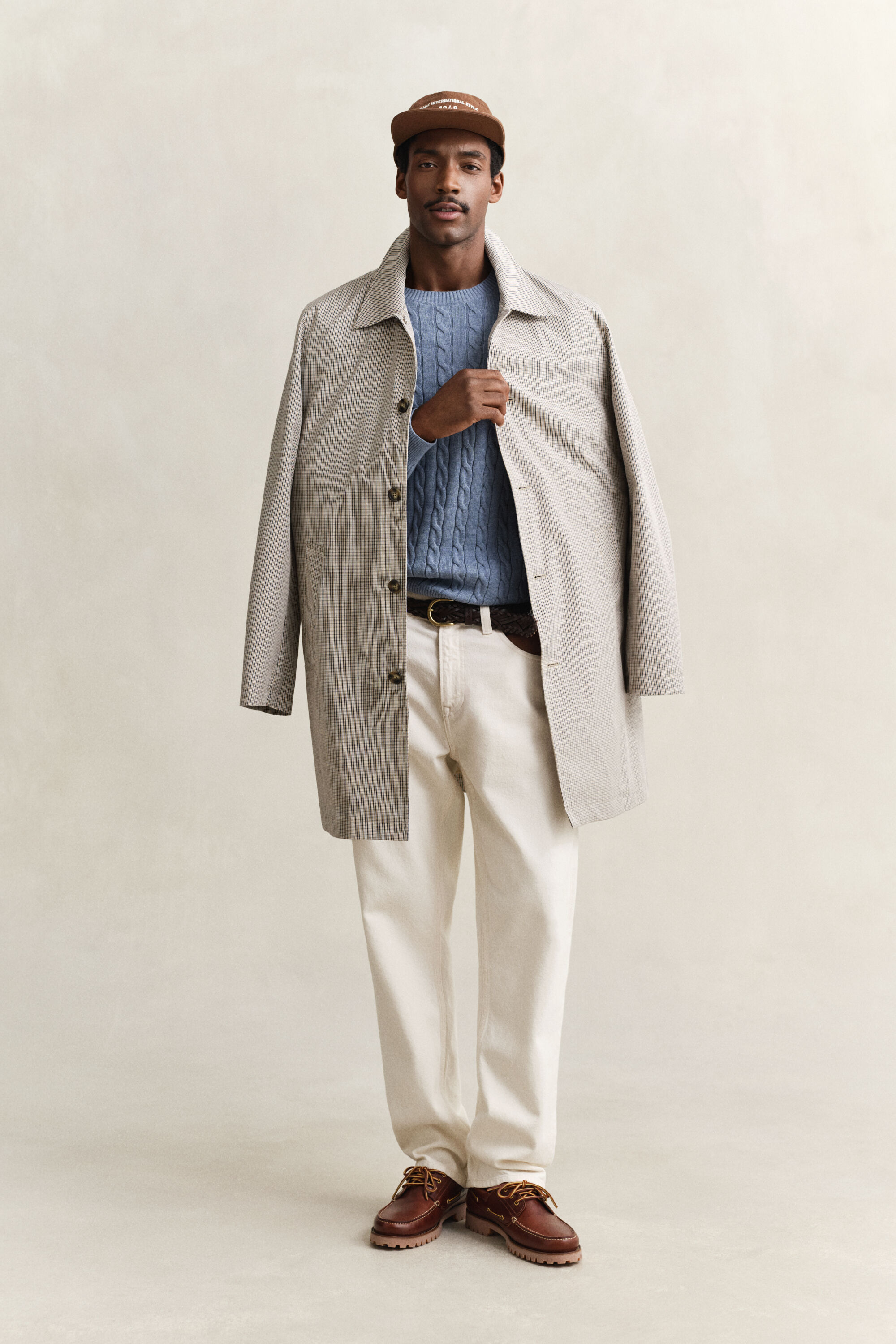 Maglia girocollo in cotone a trecce