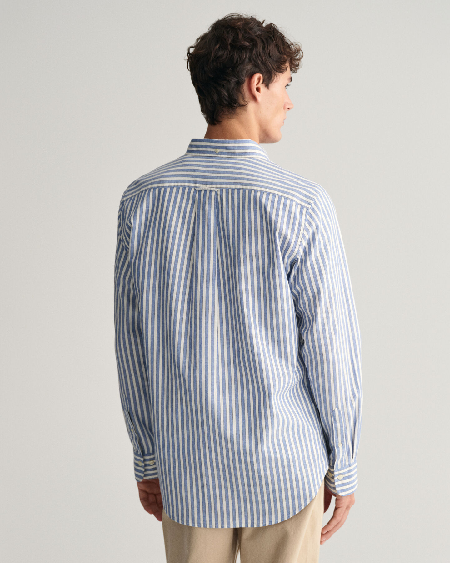 Camicia in misto cotone-lino a righe regular fit