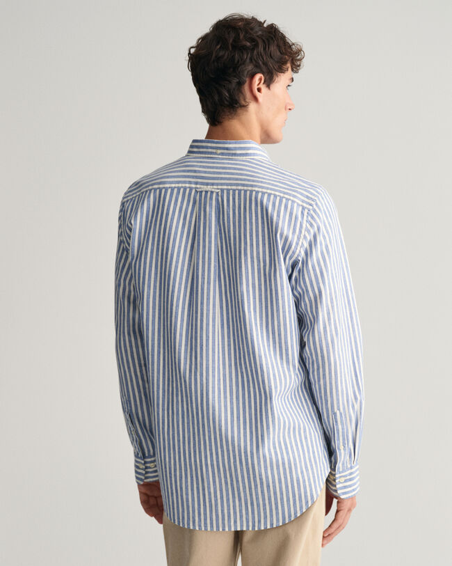 Camicia in misto cotone-lino a righe regular fit