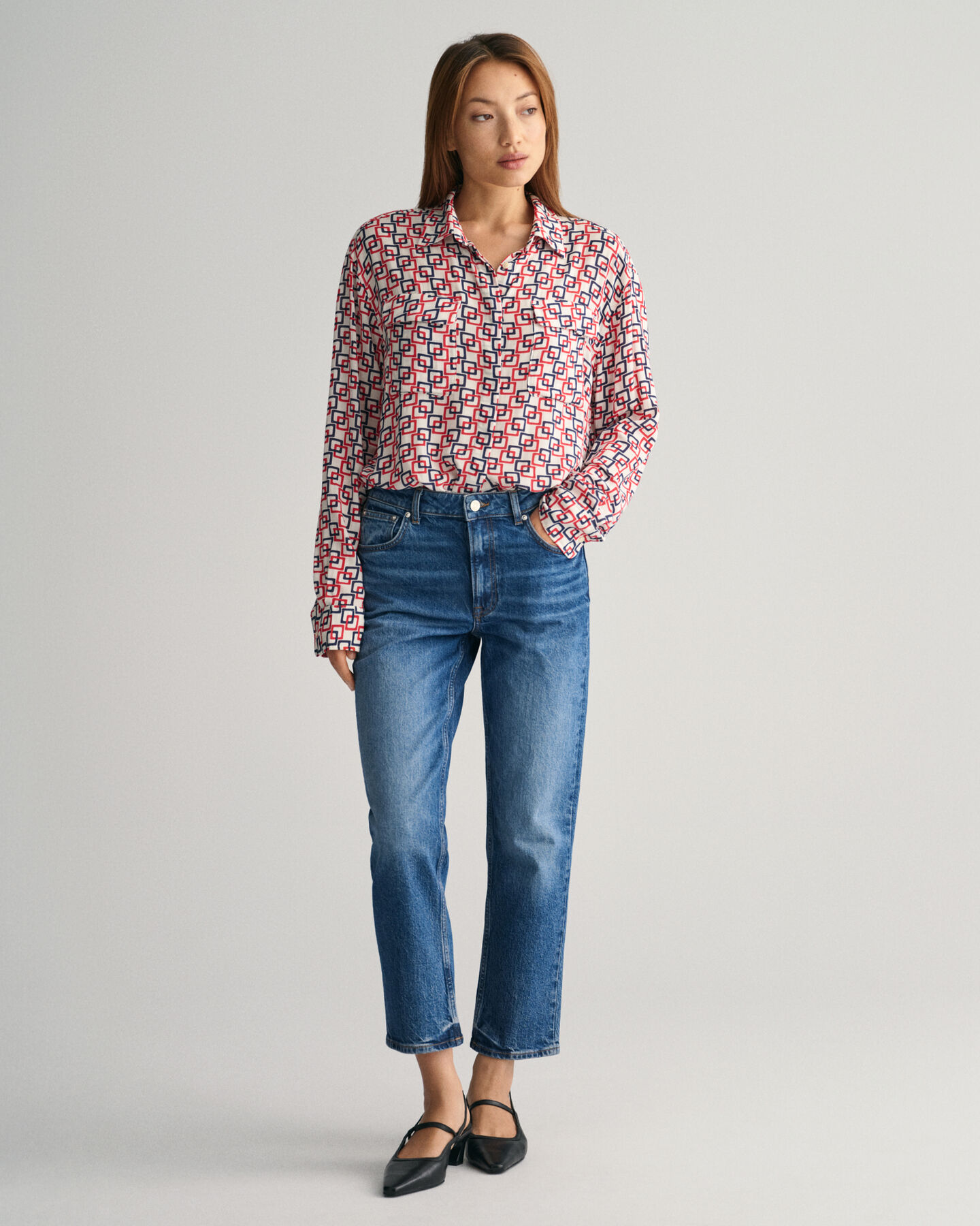 Camicia con stampa geometrica relaxed fit