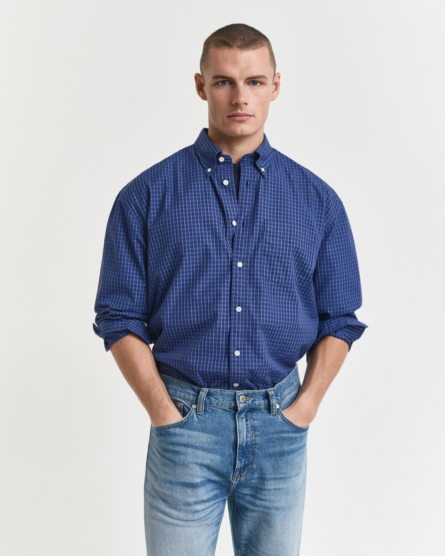 Camicia oversize in popeline a quadri