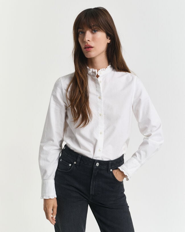 Blusa Oxford classica con volant