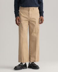 Pantaloni chino in twill di cotone gamba larga