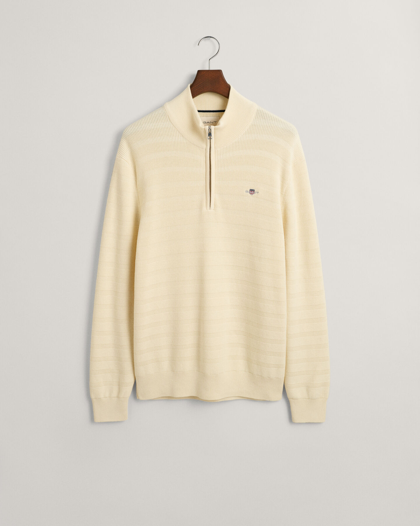 Maglia a righe in cotone testurizzato con zip corta