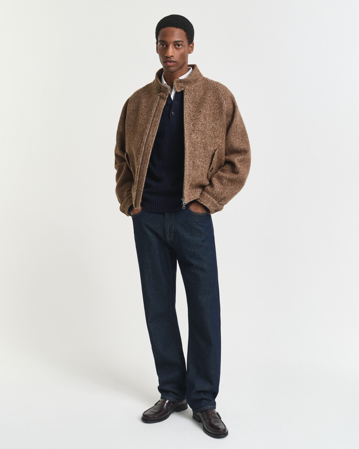 Polo in maglia a trecce in lana d’agnello