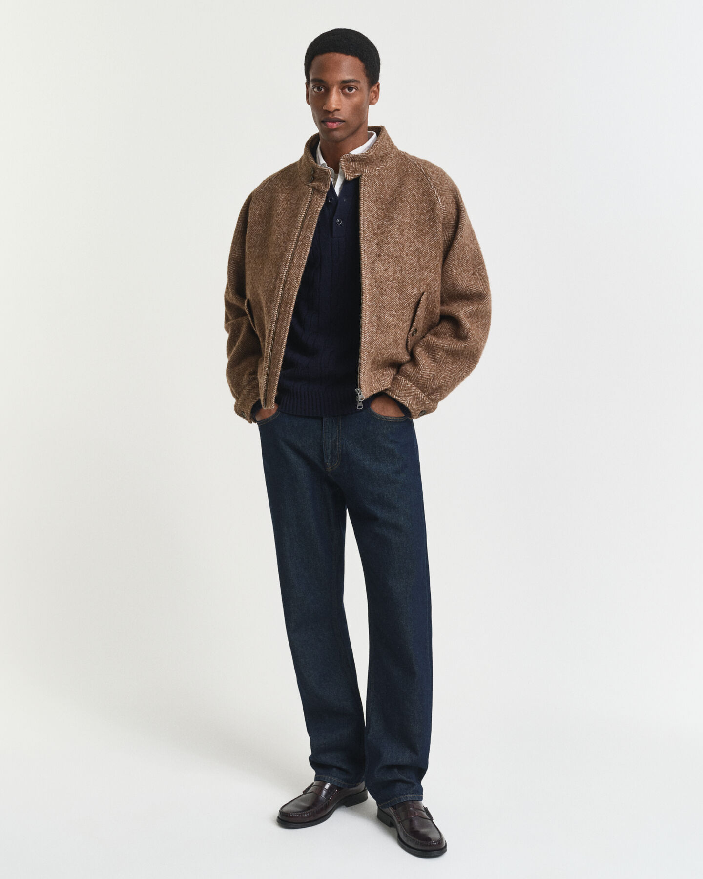 Polo in maglia a trecce in lana d’agnello