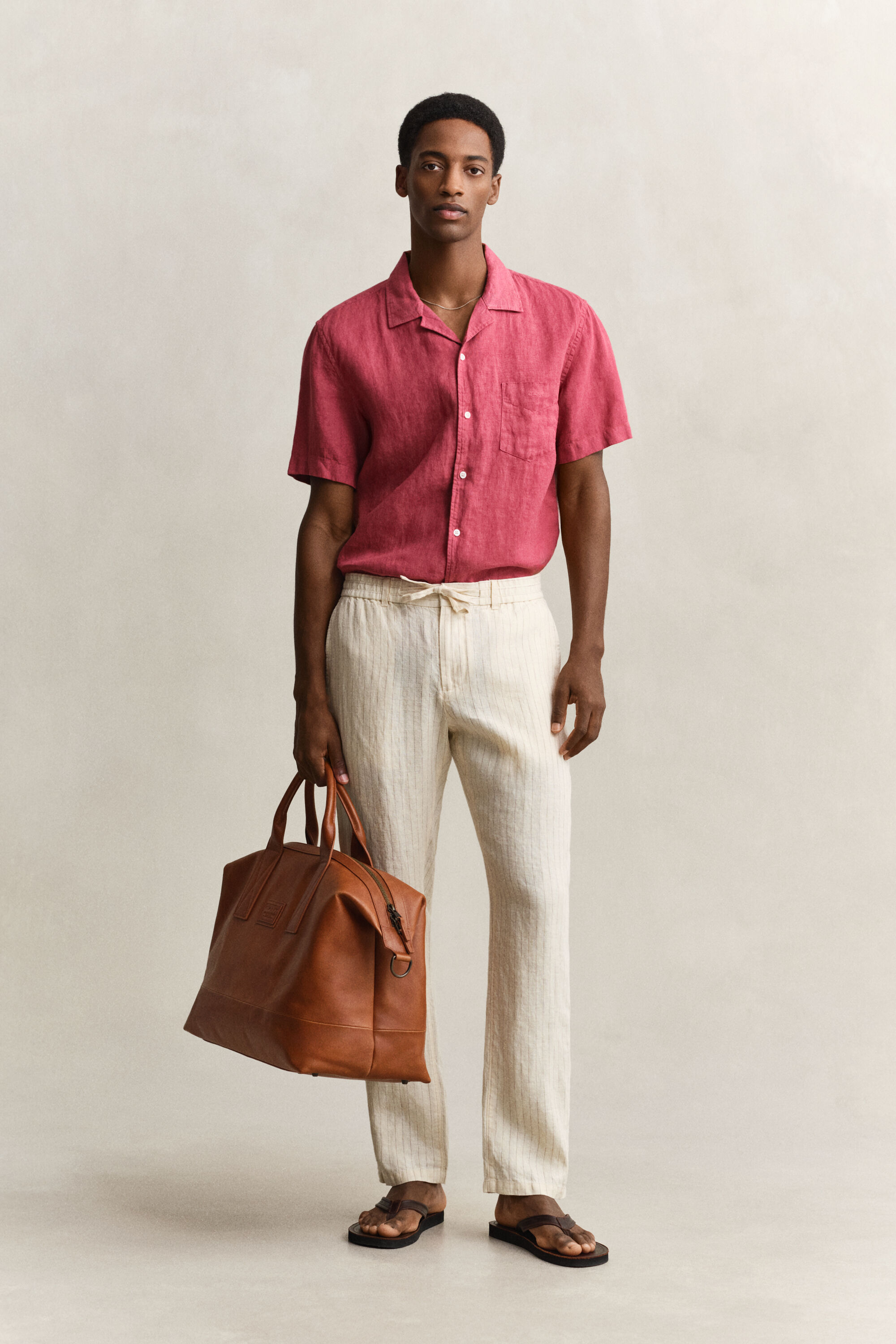 Pantaloni in lino a righe