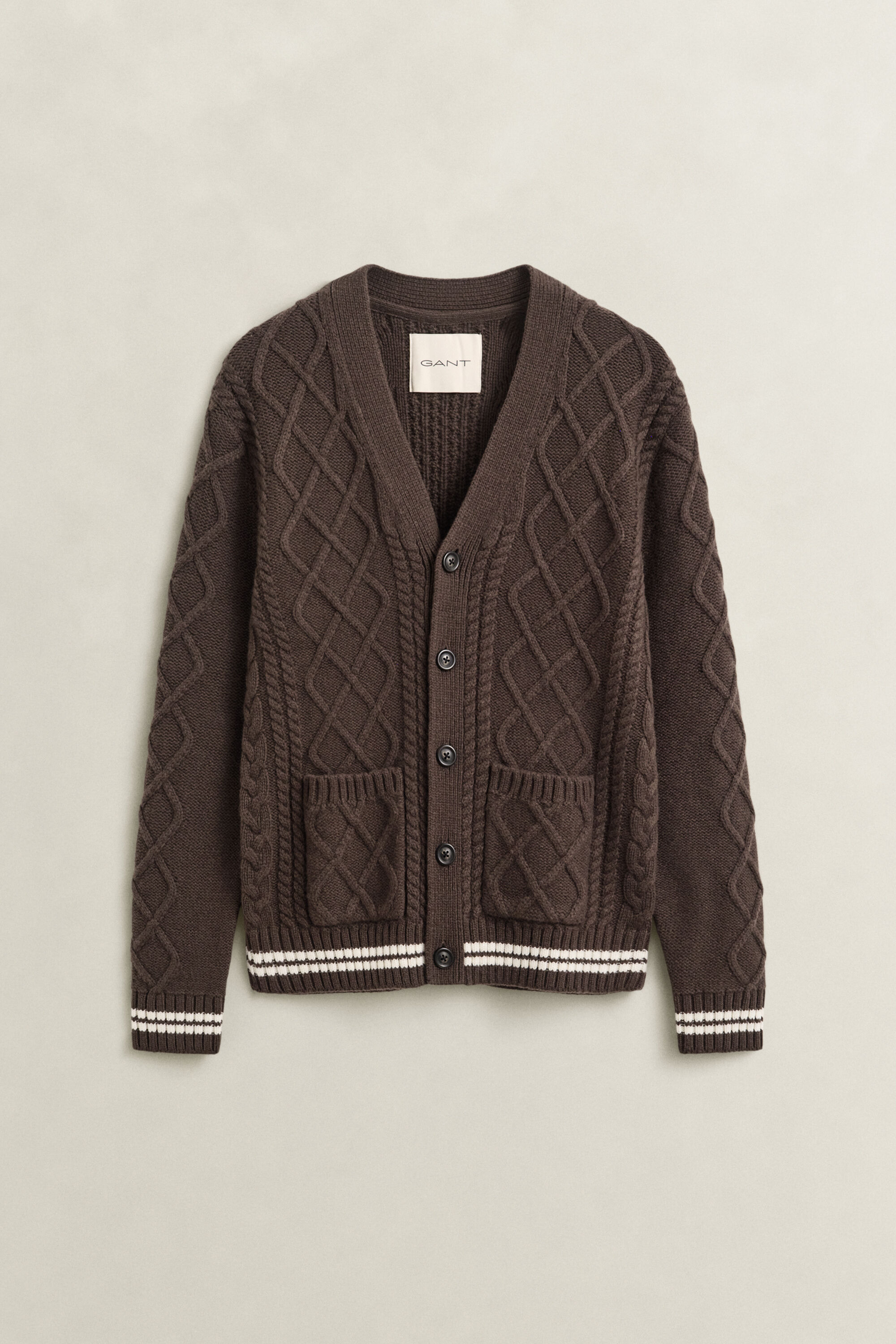 Cardigan in misto lana con lavorazione a trecce